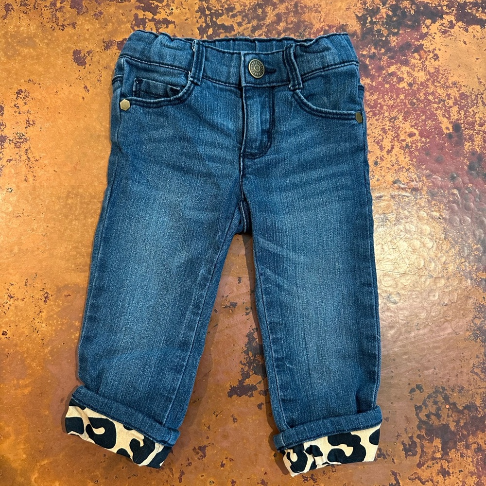 Leopard Cuffed Denim Jeans